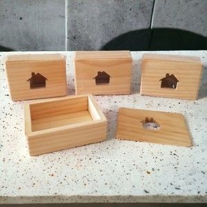 Four Crafters Edition Wooden House Cut Out Trinket Jewelry Keys Variety Boxes